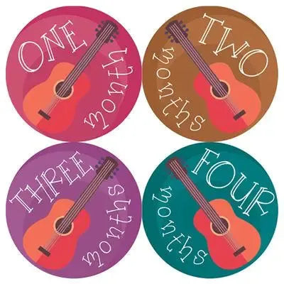 Guitar Girl Baby Month Stickers - iCustomLabel