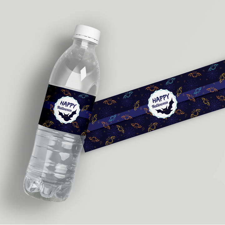 Halloween Bats Water Bottle Labels