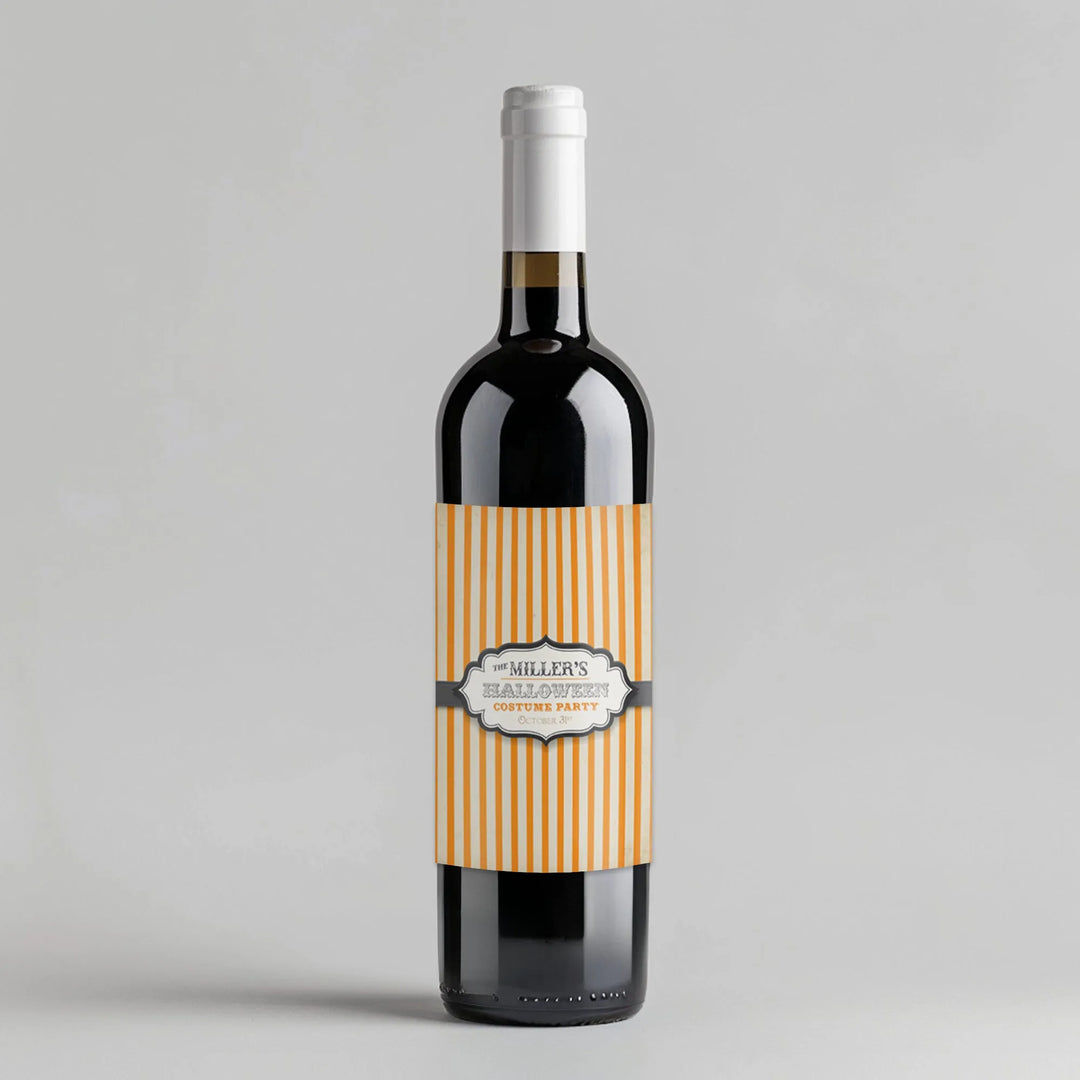 Halloween Pin Stripes Wine Label - iCustomLabel