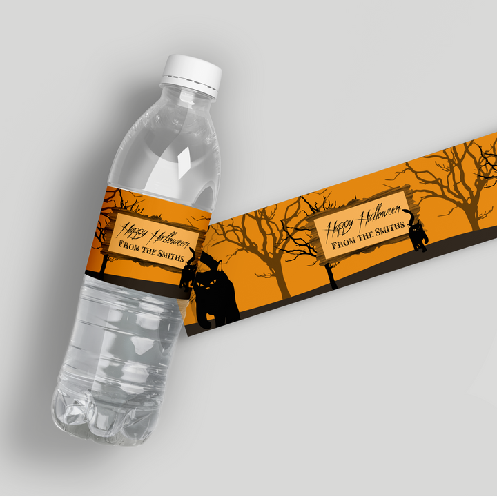 Halloween Trees Water Bottle Labels