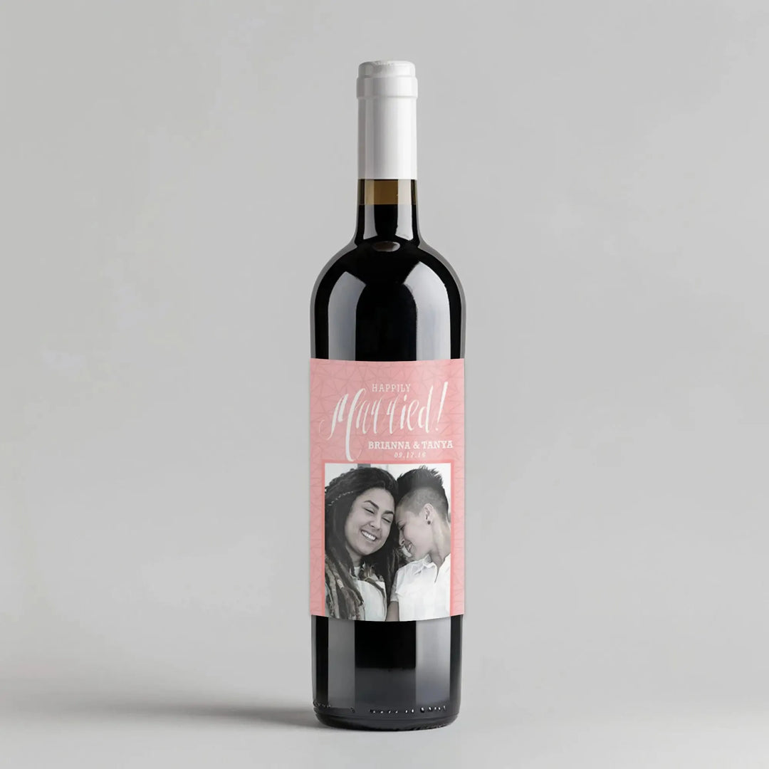 Happily Married Wine Label - iCustomLabel