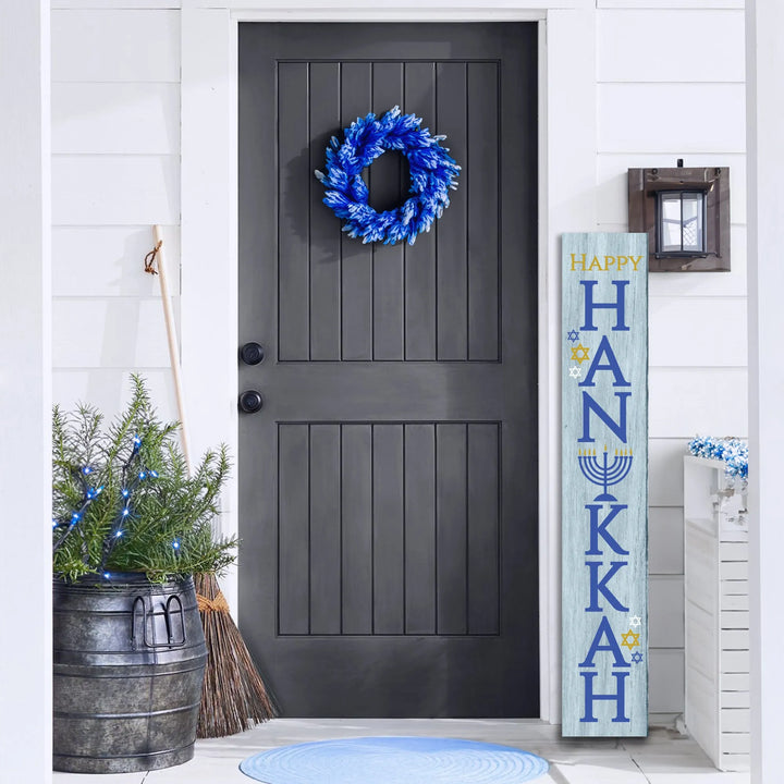 Happy Hanukkah Porch Leaner Welcome Sign - iCustomLabel
