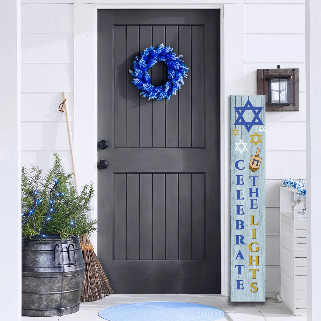 Happy Hanukkah Porch Leaner Welcome Sign - iCustomLabel