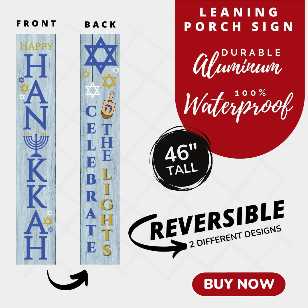 Happy Hanukkah Porch Leaner Welcome Sign - iCustomLabel