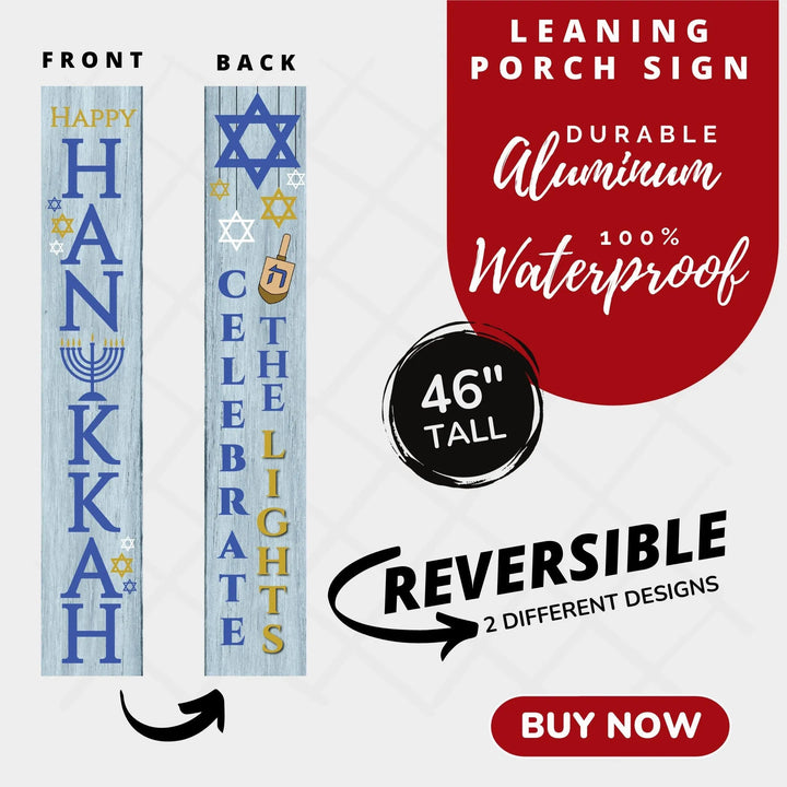 Happy Hanukkah Porch Leaner Welcome Sign - iCustomLabel