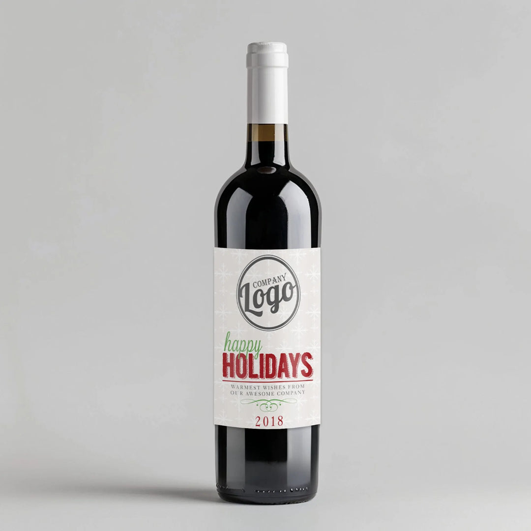 Happy Holidays Frame Business Wine Label - iCustomLabel