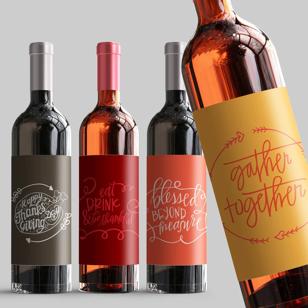 Happy Thanksgiving Wine Label Set - iCustomLabel