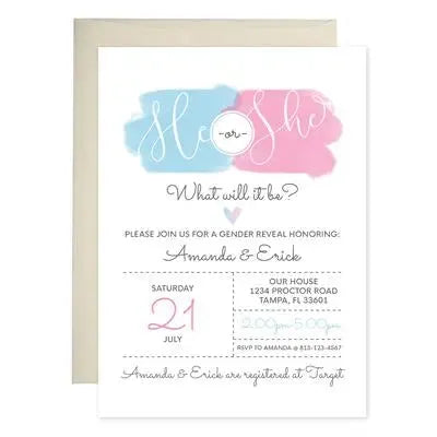 He Or She Gender Reveal Invitations - iCustomLabel