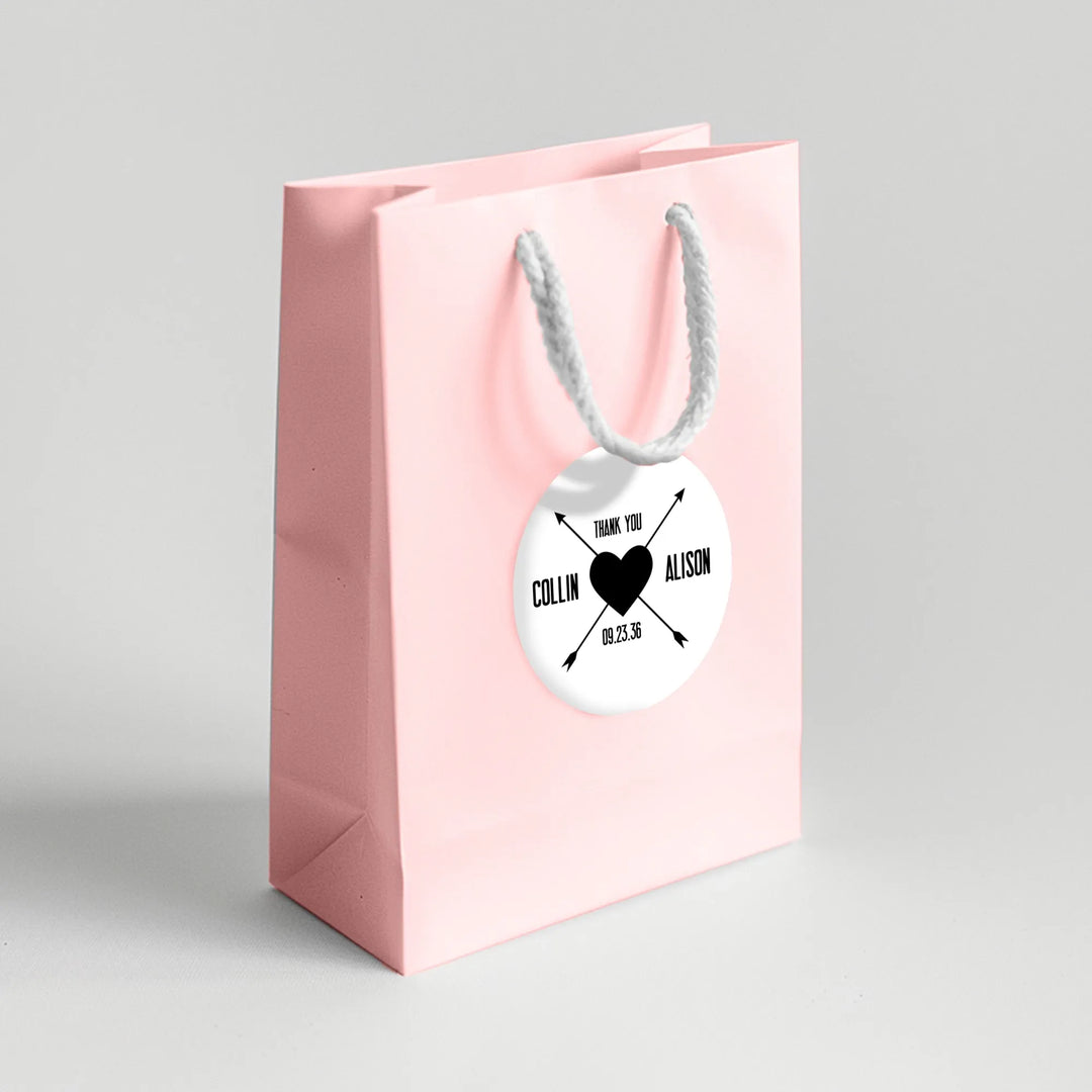 Heart Arrows Wedding Favor Labels - iCustomLabel