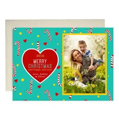 Heart Candy Canes Holiday Cards - iCustomLabel