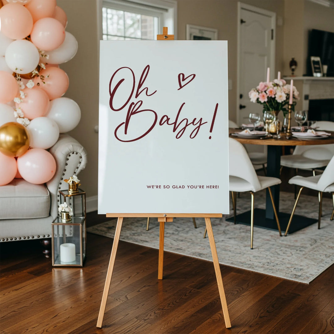 Heart Oh Baby Shower Sign - iCustomLabel