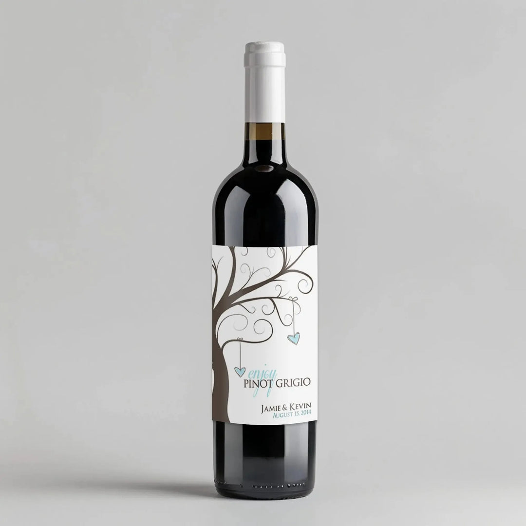 Hearts Tree Wine Label - iCustomLabel