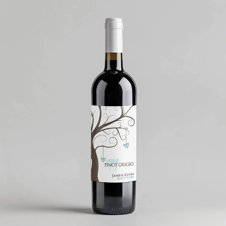 Hearts Tree Wine Label - iCustomLabel
