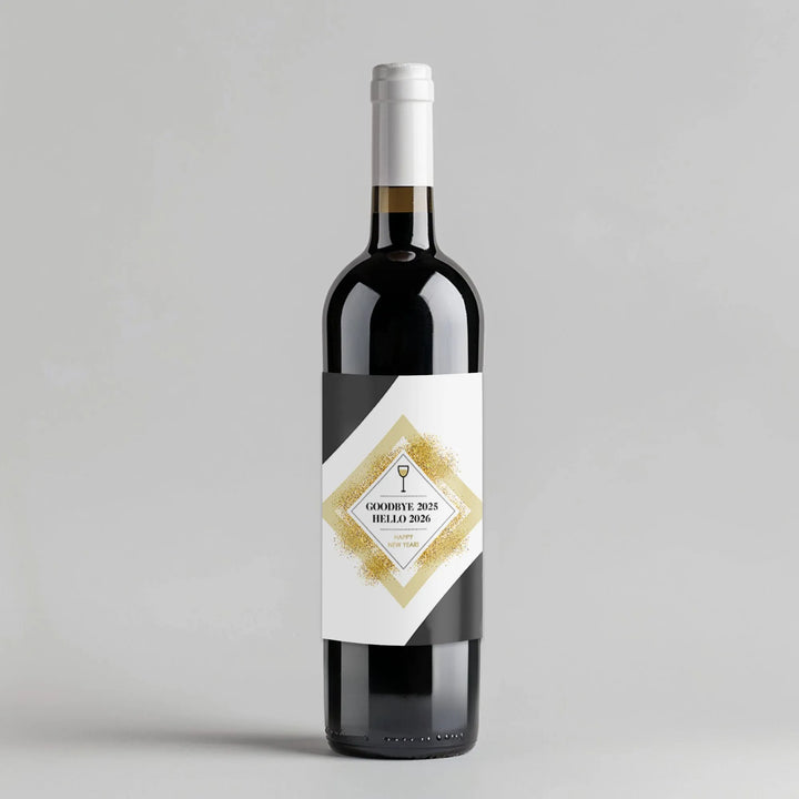 Hello New Year Wine Label - iCustomLabel