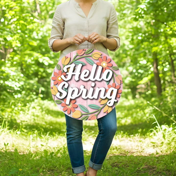 hello-spring-pink-welcome-front-door-decor-icustomlabel-1 - iCustomLabel