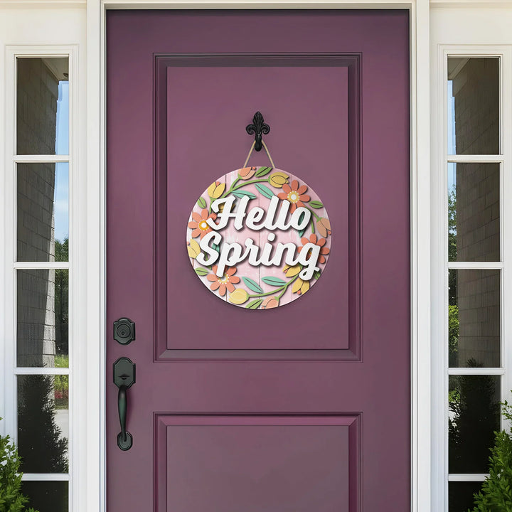 hello-spring-pink-welcome-front-door-decor-icustomlabel-2 - iCustomLabel
