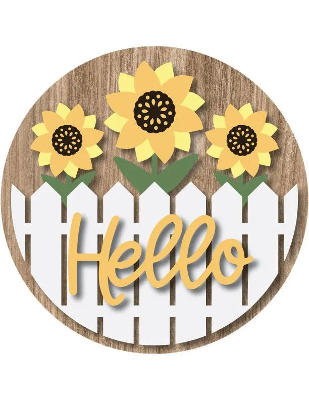 Hello Yellow Flowers Front Door Decor - iCustomLabel