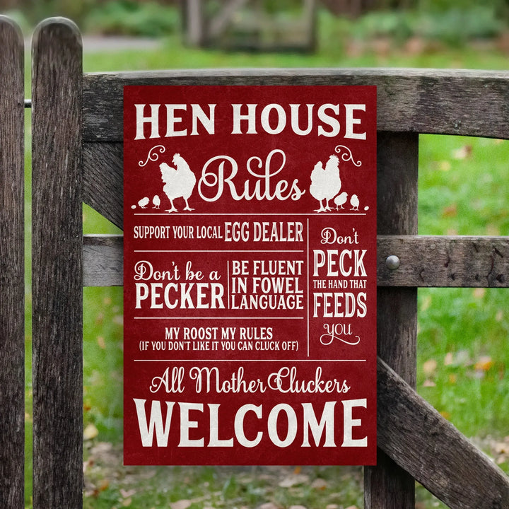 Hen House Rules Outdoor Sign - iCustomLabel