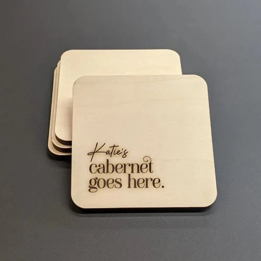 Her Drink Goes Here Wood Coasters - iCustomLabel