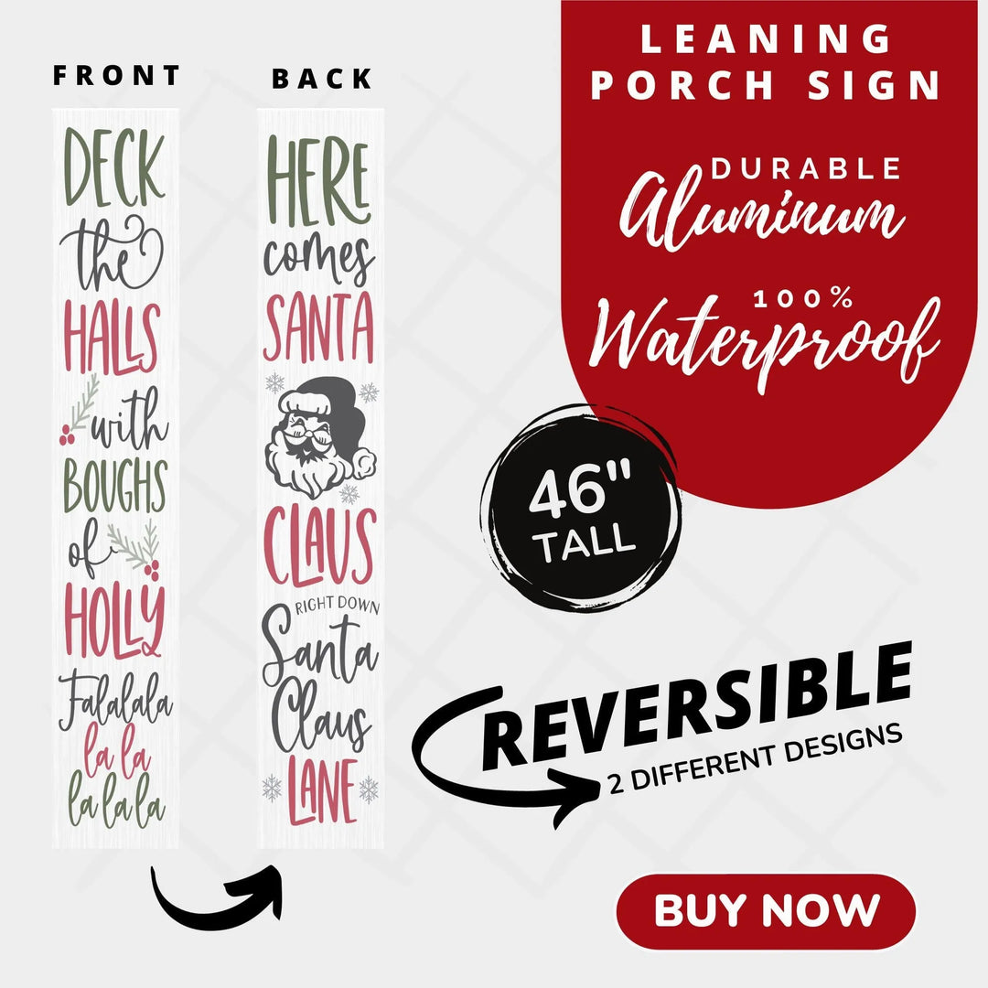 Here Comes Santa Claus Christmas Porch Sign - iCustomLabel