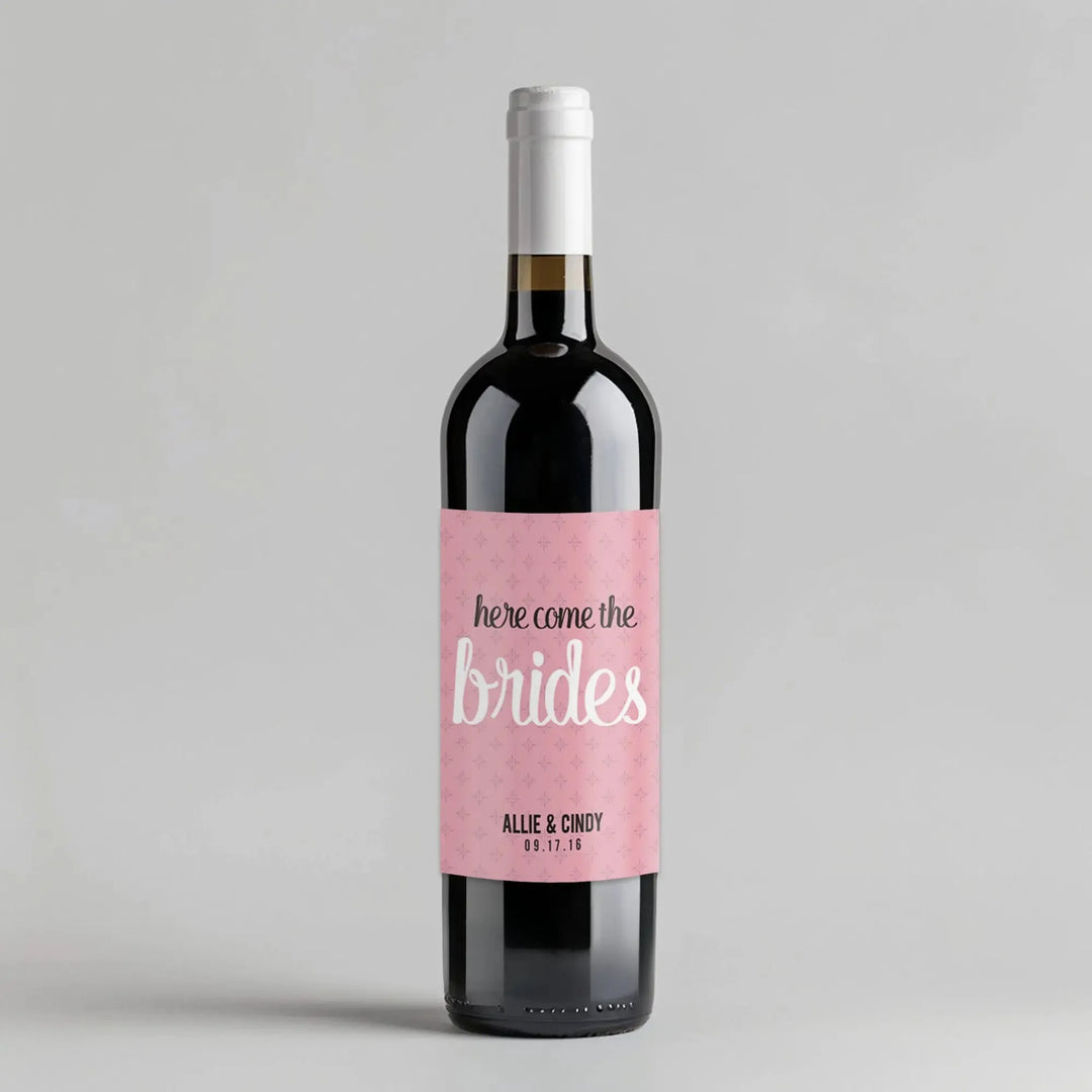 Here Comes The Brides Wine Label - iCustomLabel