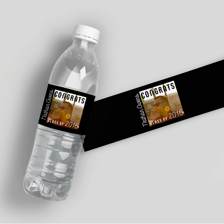 Hipster Graduation Water Bottle Labels