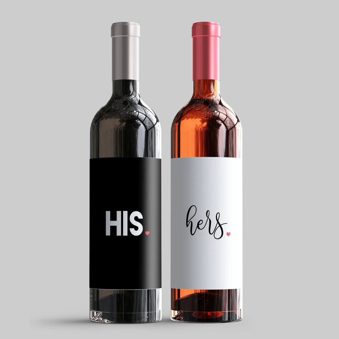 His Hers Wine Label Set - iCustomLabel