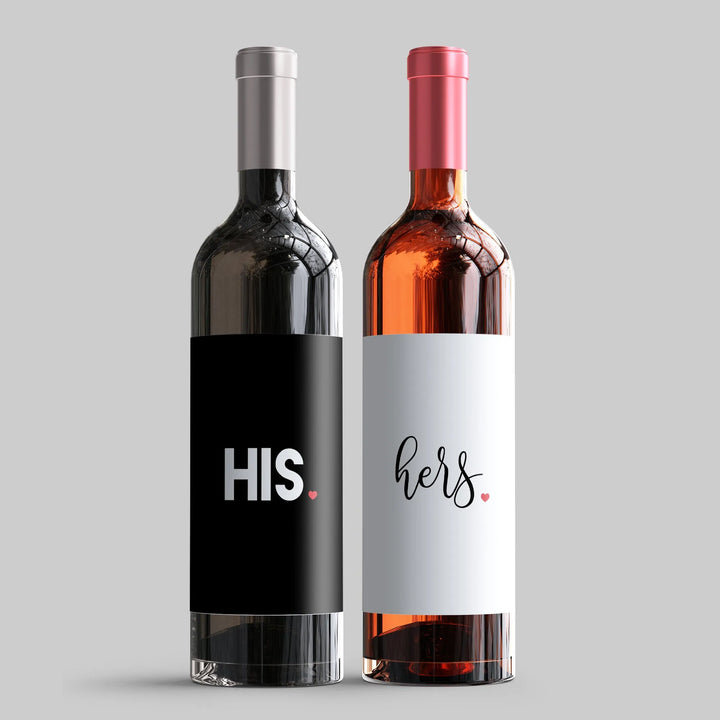 His Hers Wine Label Set - iCustomLabel