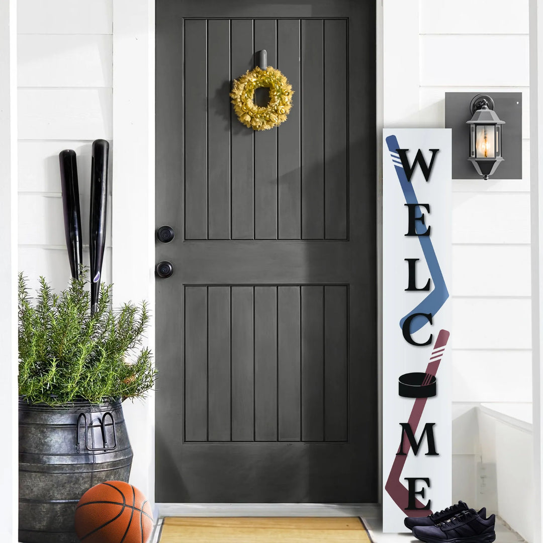 Hockey Home Porch Leaner Welcome Sign - iCustomLabel