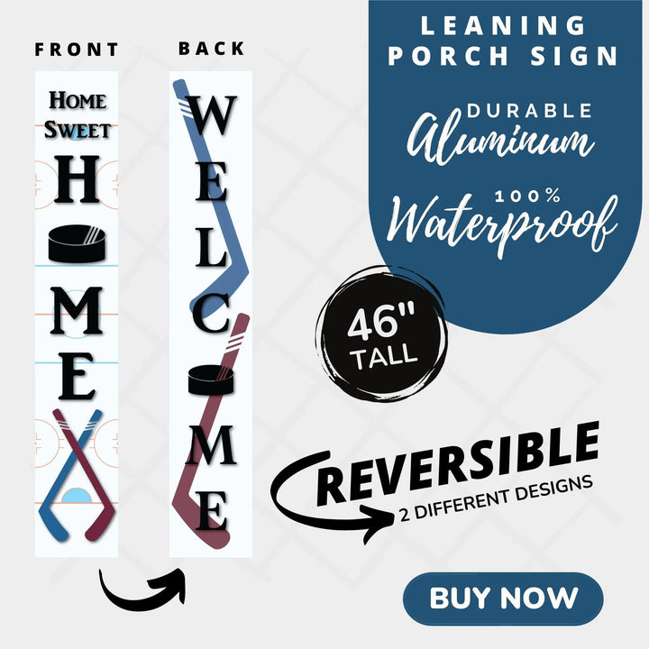 Hockey Home Porch Leaner Welcome Sign - iCustomLabel