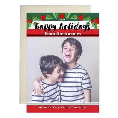 Holly Happiness Holiday Cards - iCustomLabel