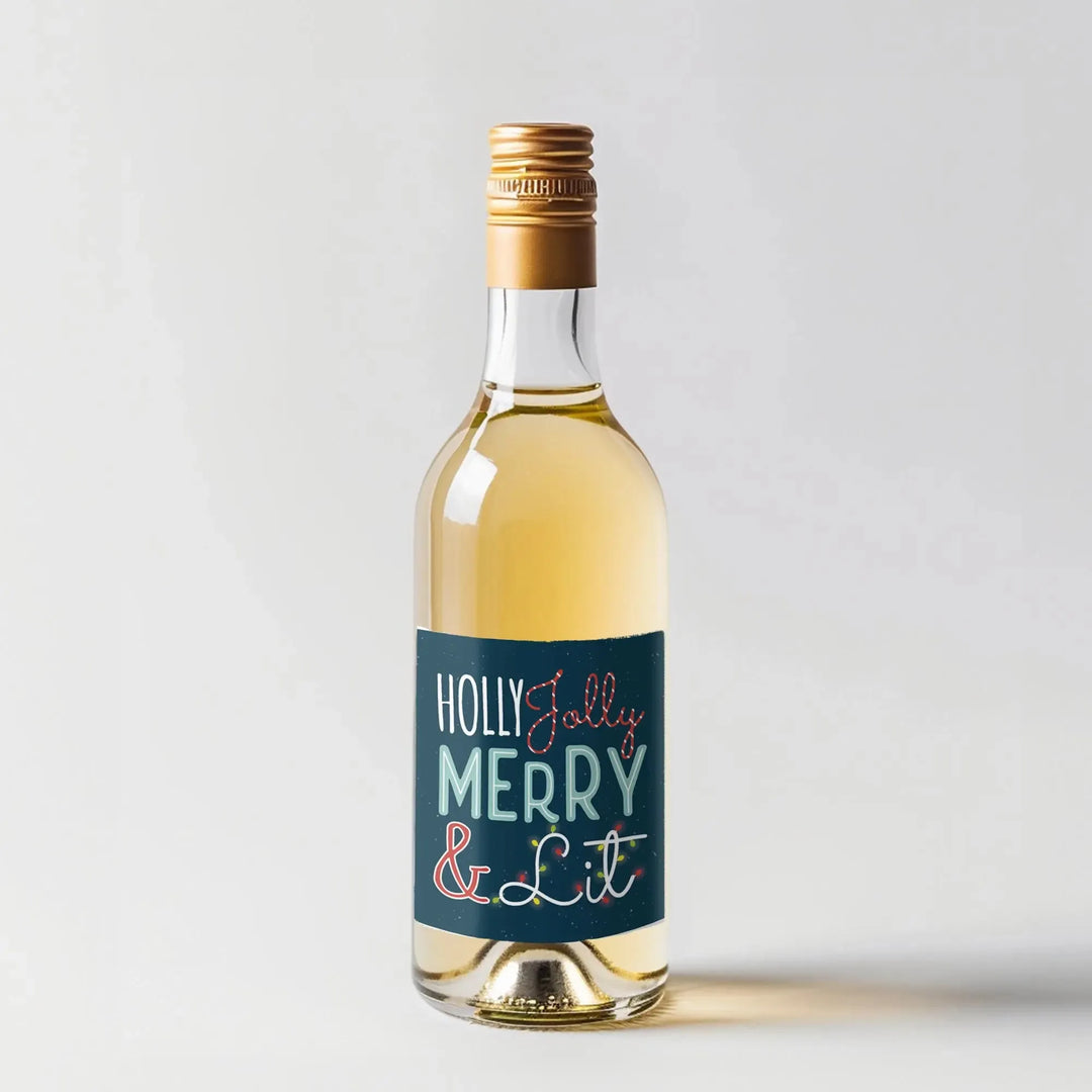 Holly Jolly Christmas Mini Wine Label - iCustomLabel