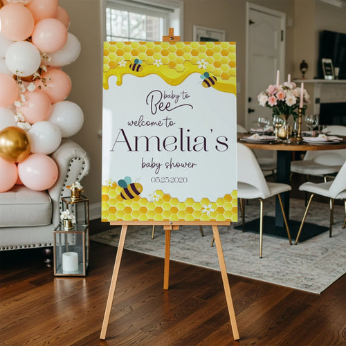 Honey bee baby shower welcome sign, personalized