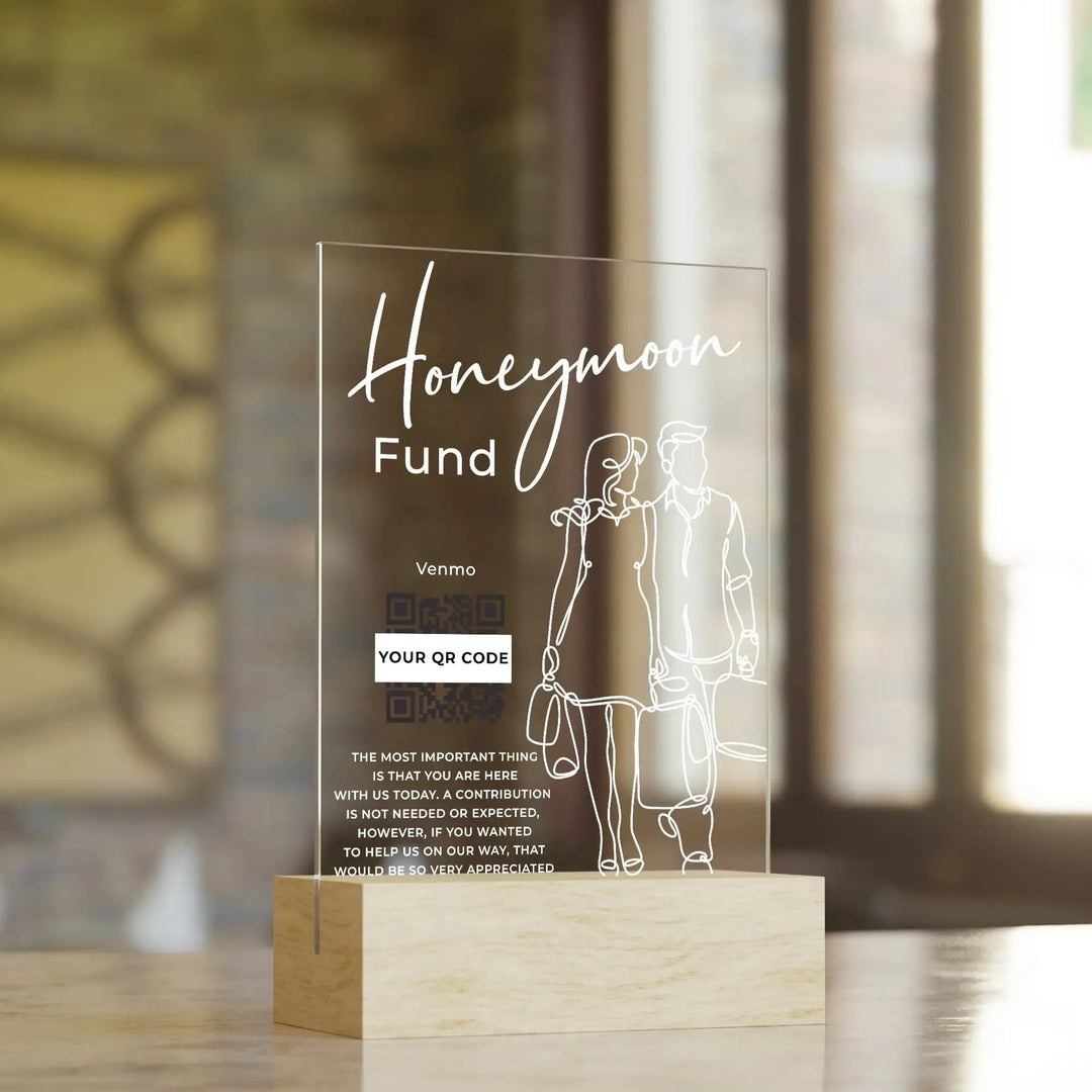 Honeymoon Fund Wedding Table Sign - iCustomLabel