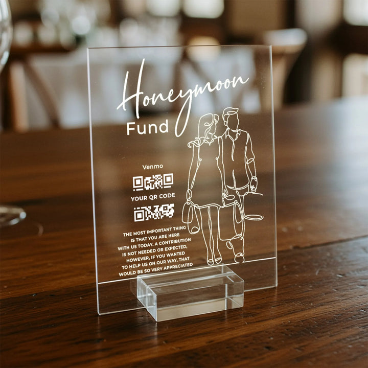 Honeymoon Fund Wedding Table Sign - iCustomLabel