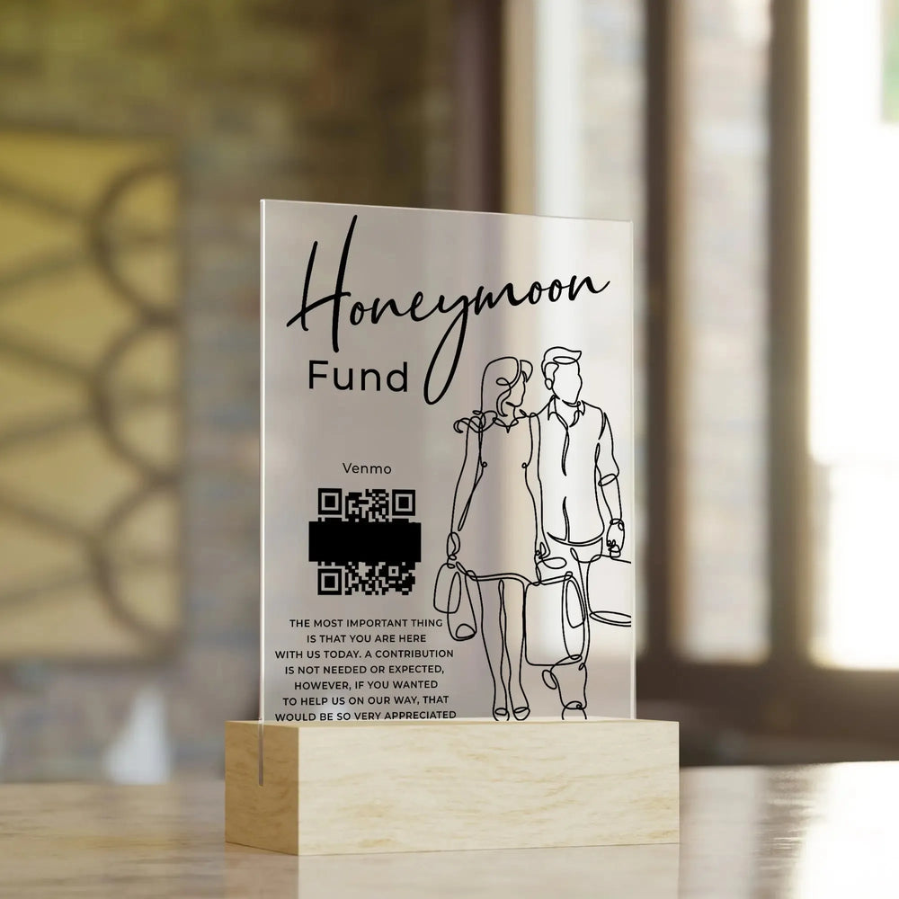 Honeymoon Fund Wedding Table Sign - iCustomLabel