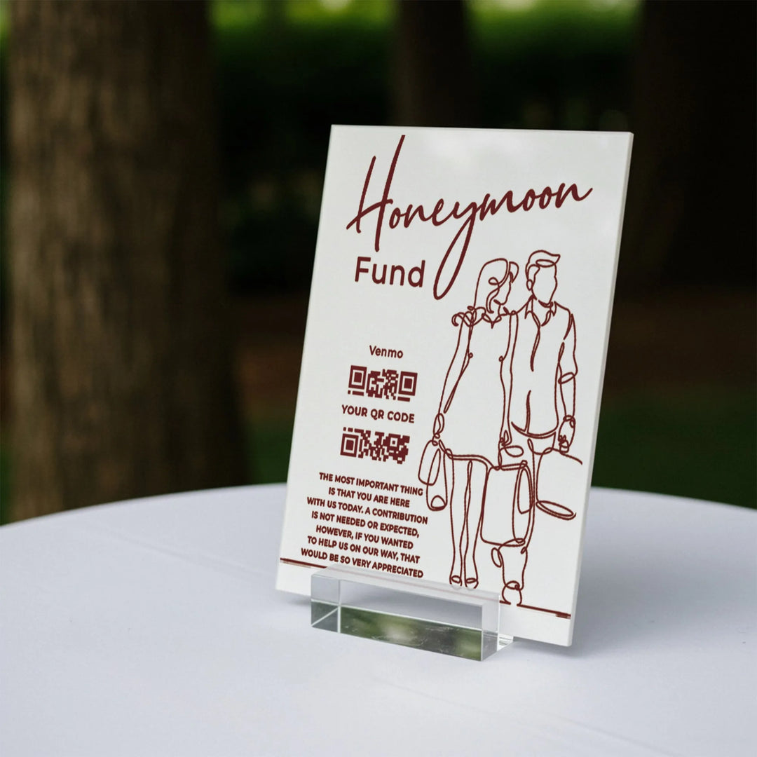 Honeymoon Fund Wedding Table Sign - iCustomLabel