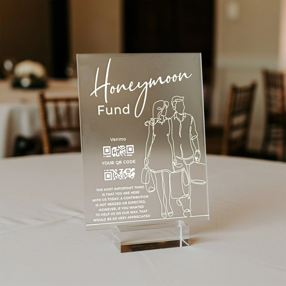 Honeymoon Fund Wedding Table Sign - iCustomLabel