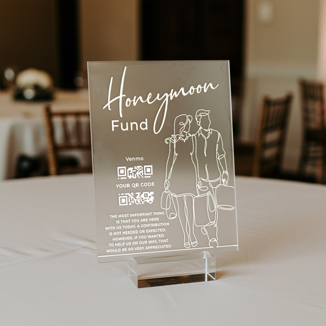 Honeymoon Fund Wedding Table Sign - iCustomLabel
