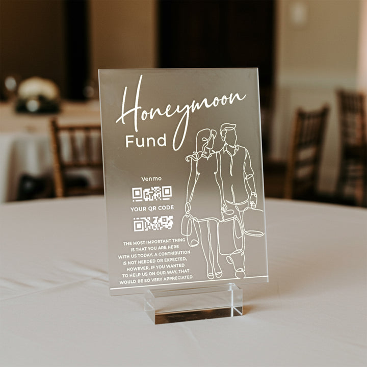 Honeymoon Fund Wedding Table Sign - iCustomLabel