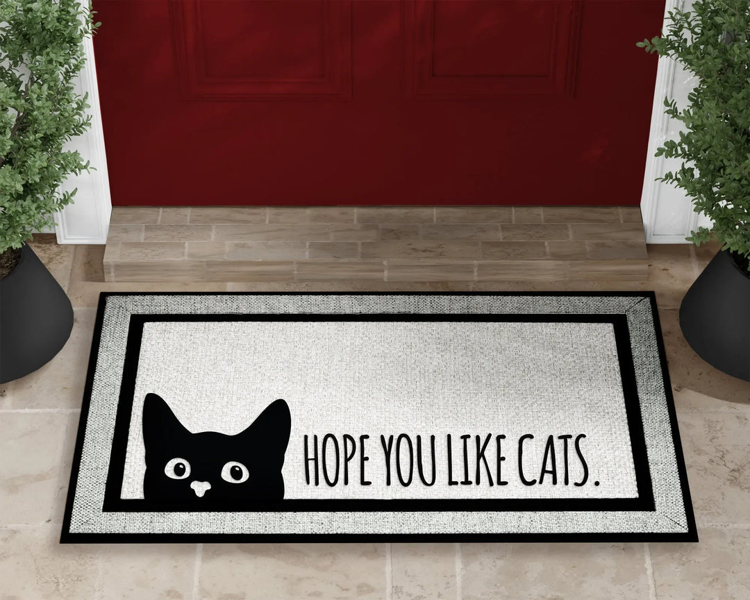 Funny Cat Doormat - 30x17 Inch Non-Slip Welcome Mat Indoor/Outdoor