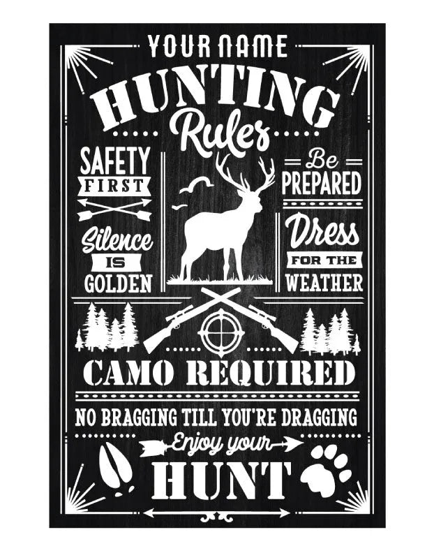 Hunting Rules Metal Sign - iCustomLabel