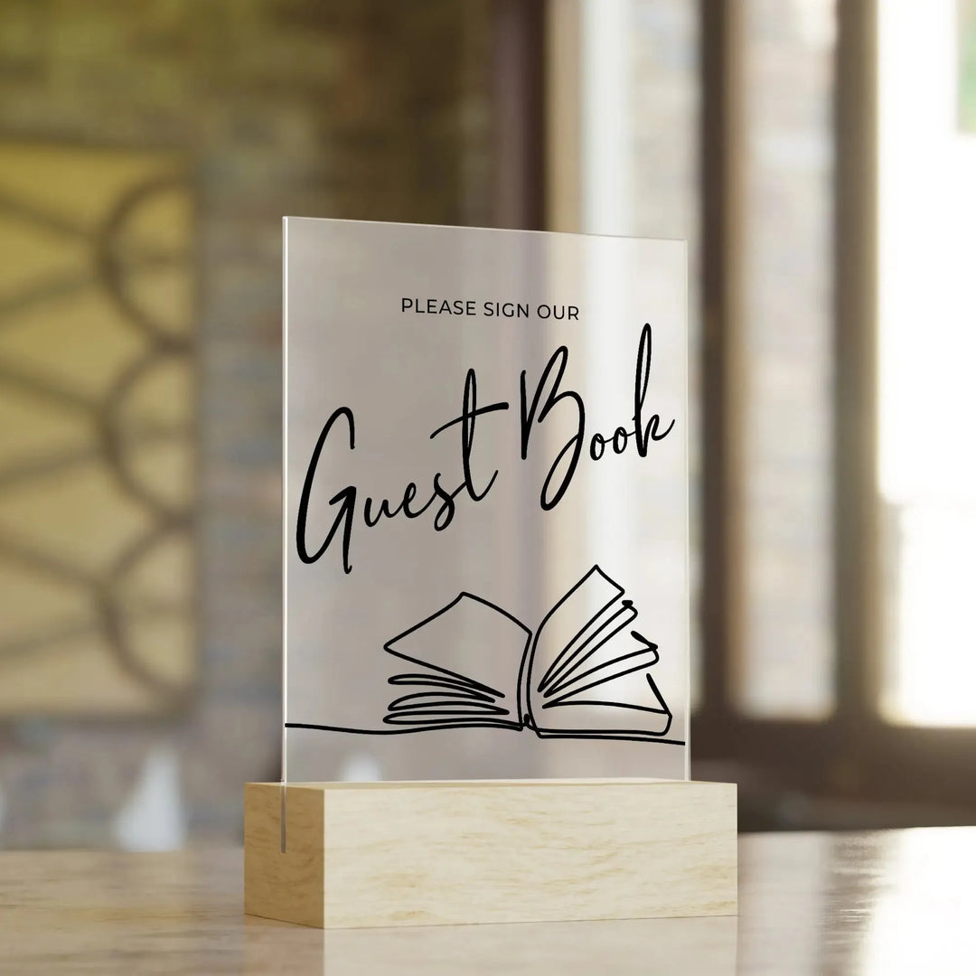 Illustrated Guest Book Wedding Table Sign - iCustomLabel