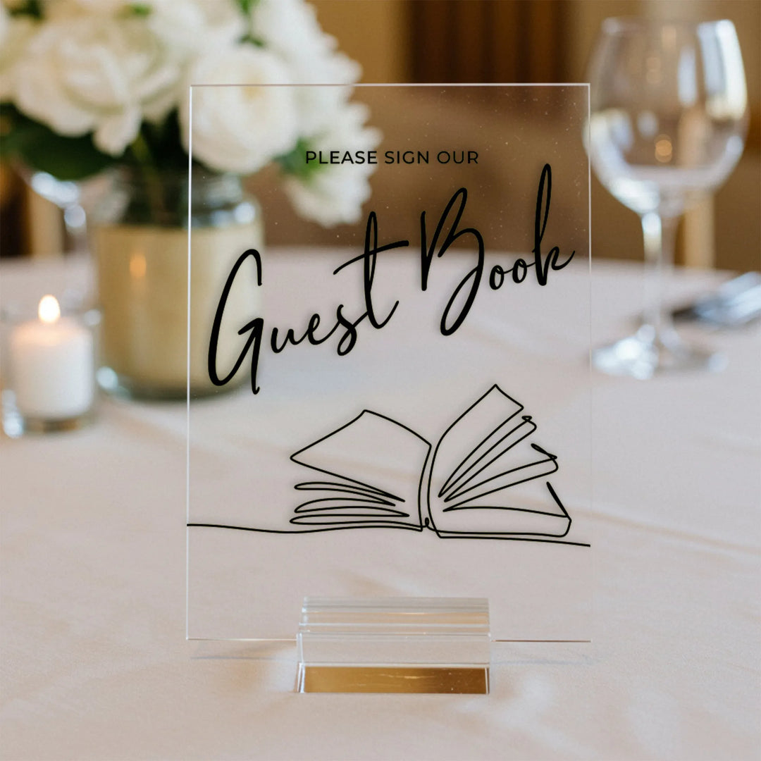 Illustrated Guest Book Wedding Table Sign - iCustomLabel
