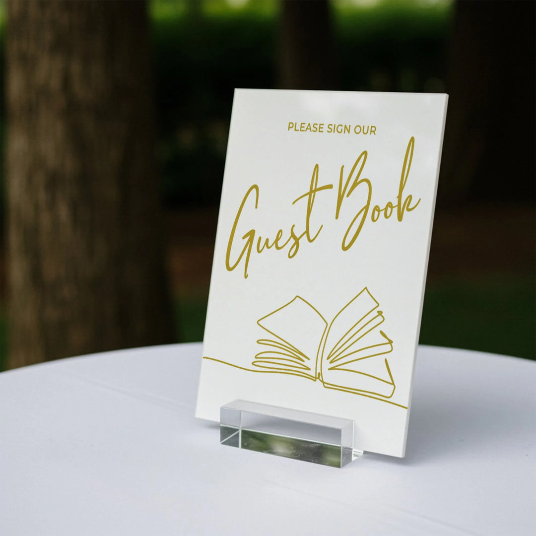 Illustrated Guest Book Wedding Table Sign - iCustomLabel