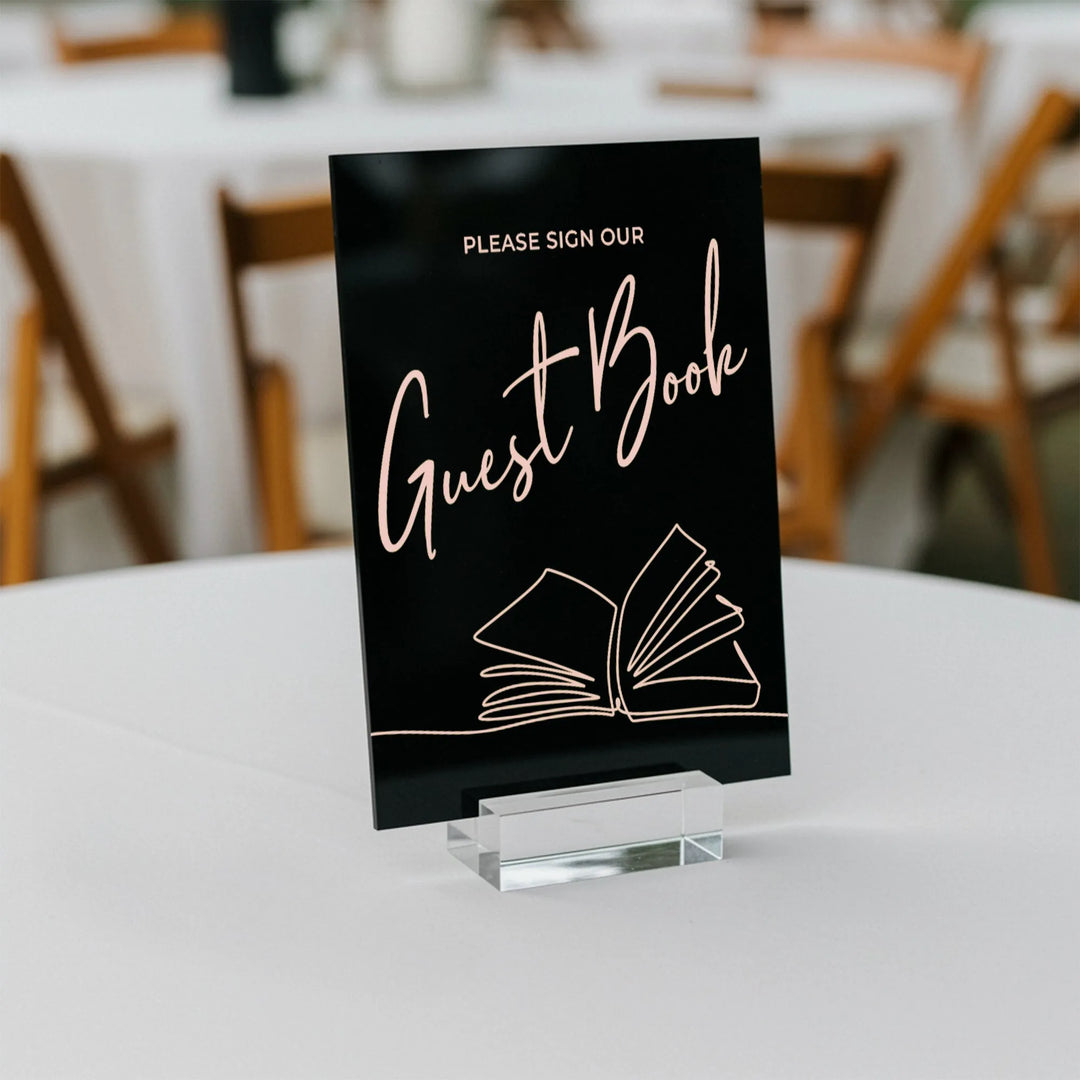 Illustrated Guest Book Wedding Table Sign - iCustomLabel