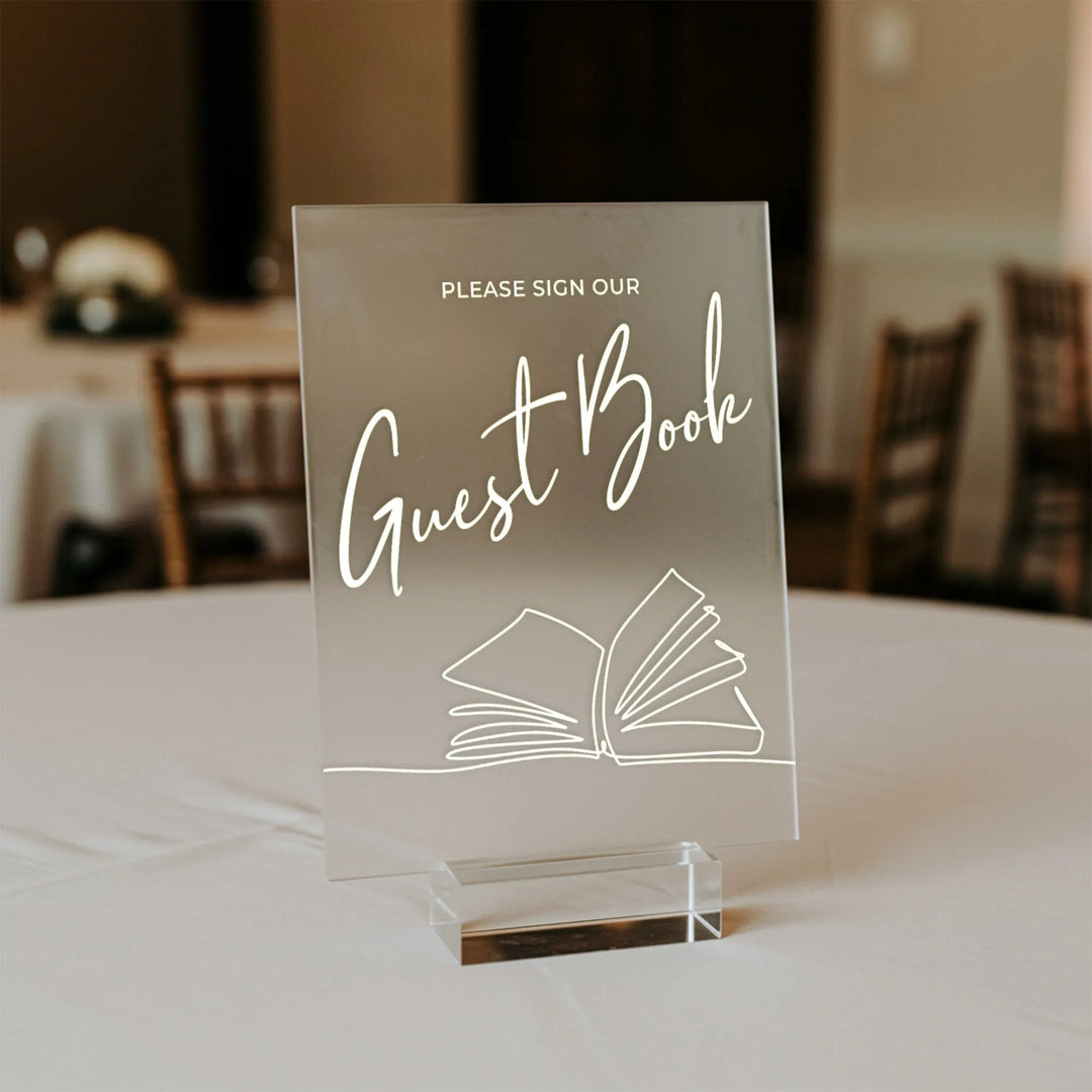 Illustrated Guest Book Wedding Table Sign - iCustomLabel