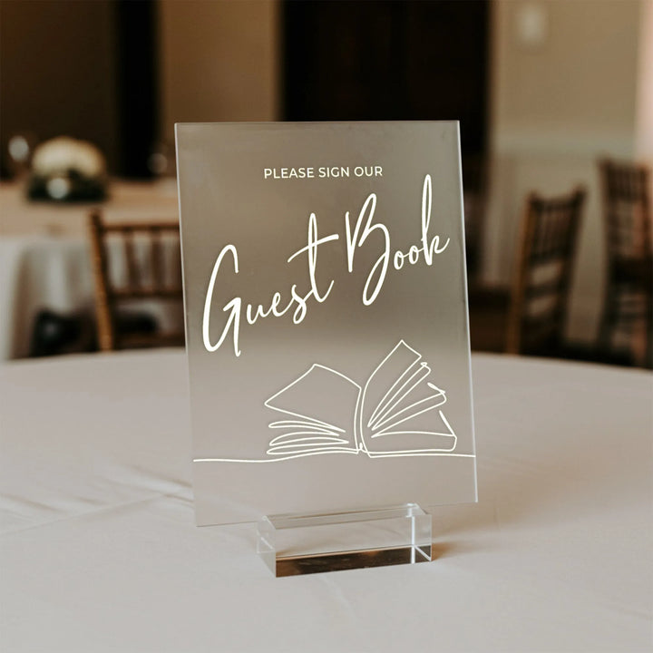 Illustrated Guest Book Wedding Table Sign - iCustomLabel