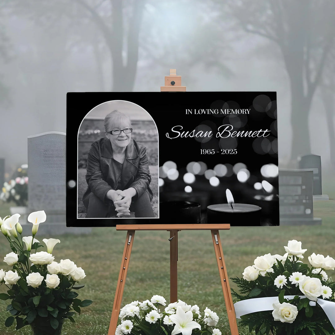 In Loving Memory Memorial Photo Poster with Candle Image