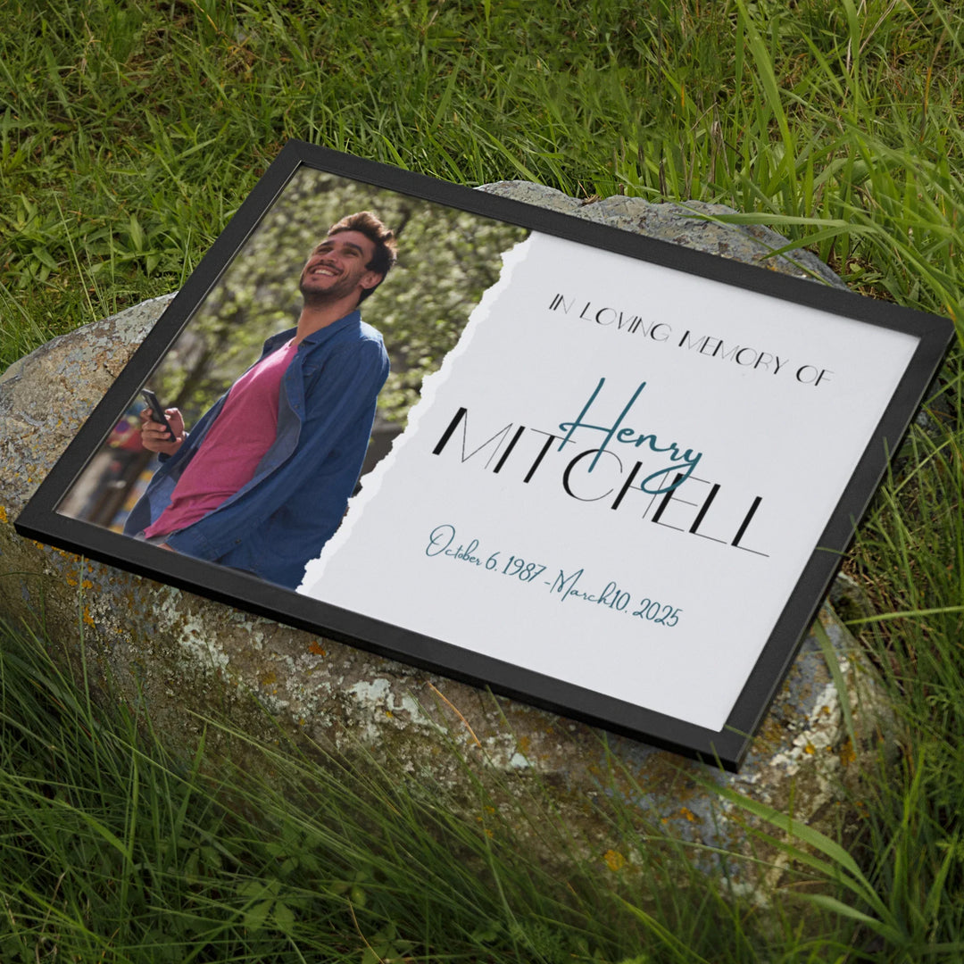 In Loving Memory Memorial Photo Poster with Modern Text